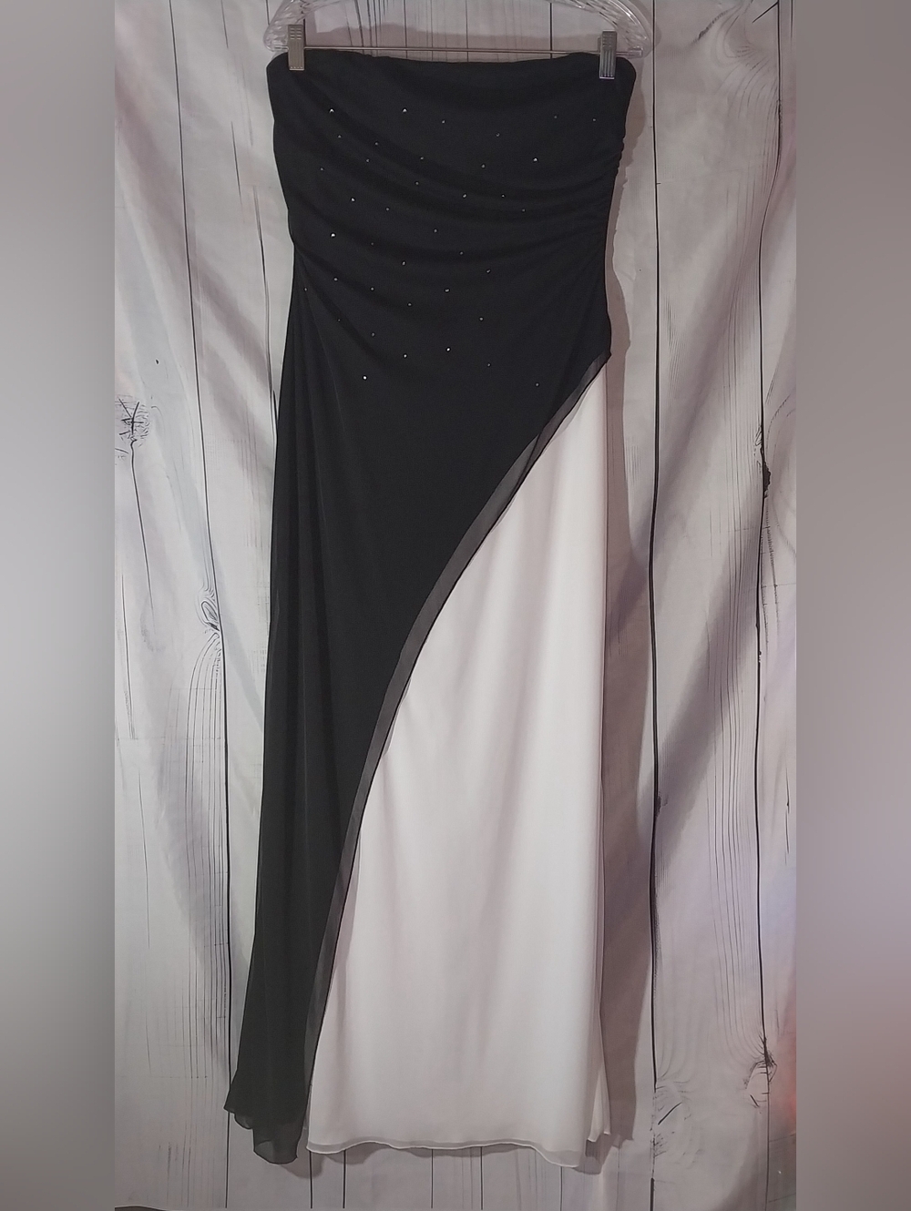 Studio 1940 Y2K Strapless Black And White Maxi Formal Gown